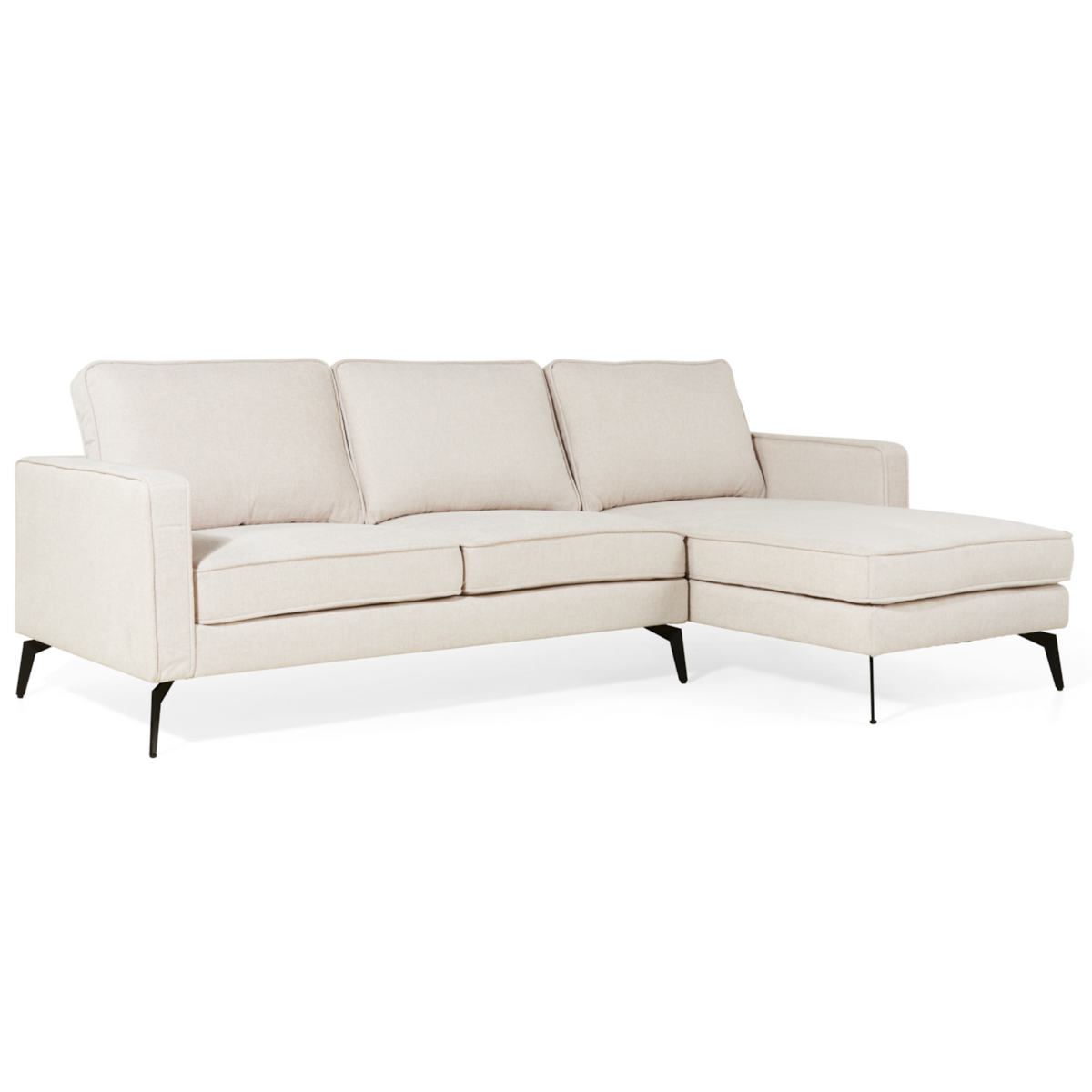 Hoekbank Jackson linnen beige hoekbank met zachte kussens en moderne uitstraling