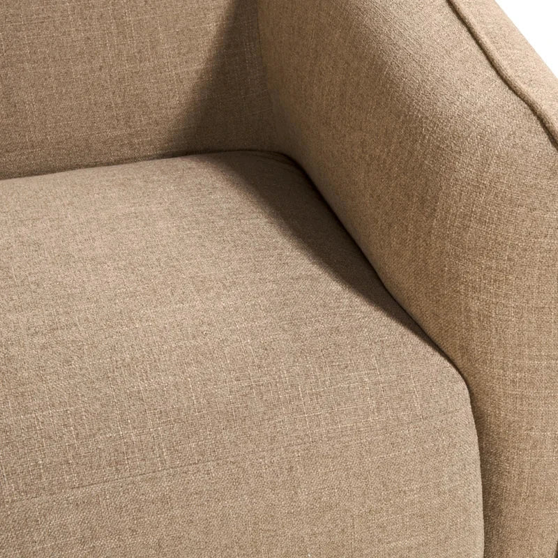 Hoekbank Laila taupe stof rechts met chaise longue in moderne woonkamer