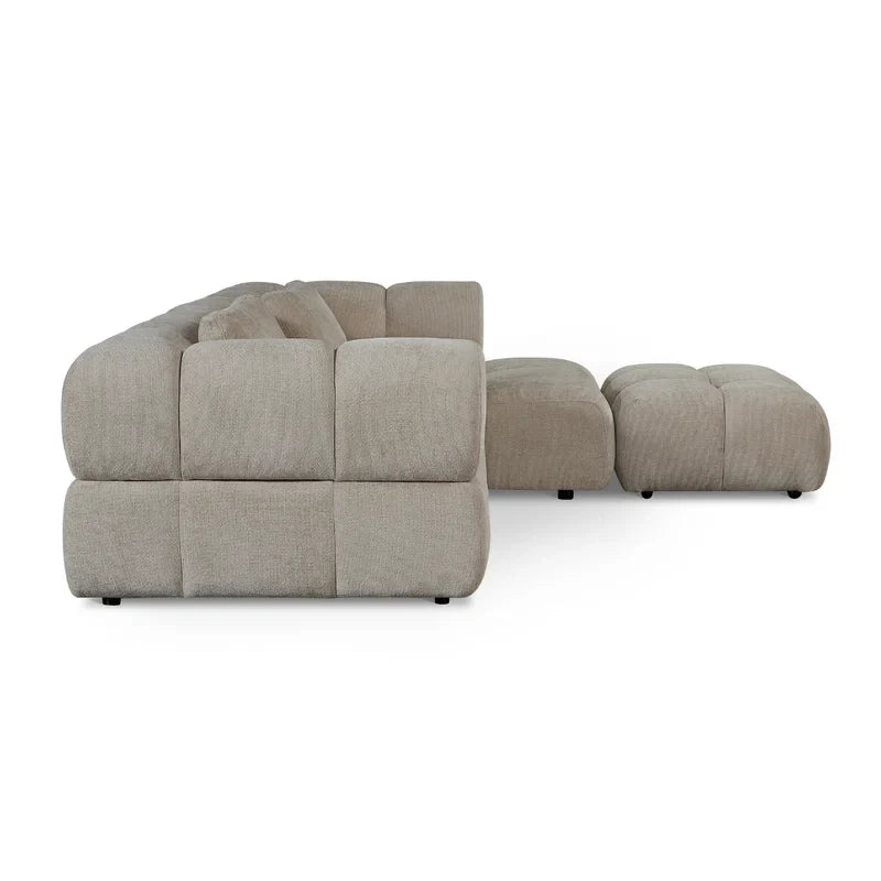 Hoekbank Sofia beige hoekbank met rechteropstelling en moderne zachte bekleding