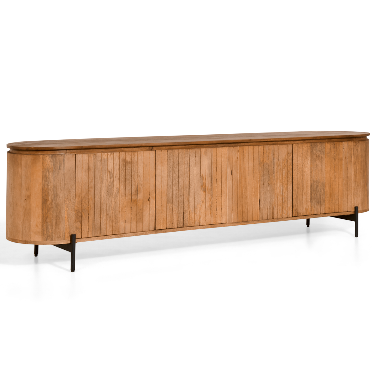TV-Meubel Mokka lichtbruin 210 cm moderne houtlook met opbergruimte voor grote televisies