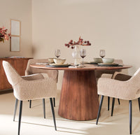 Ronde Eettafel Mokka Ø150 cm – Lichtbruin Mangohout