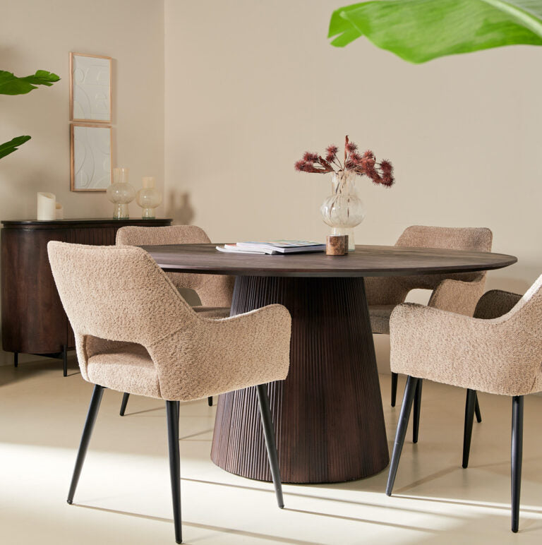 Ronde Eettafel Mokka Ø150 cm – Donkerbruin Hout