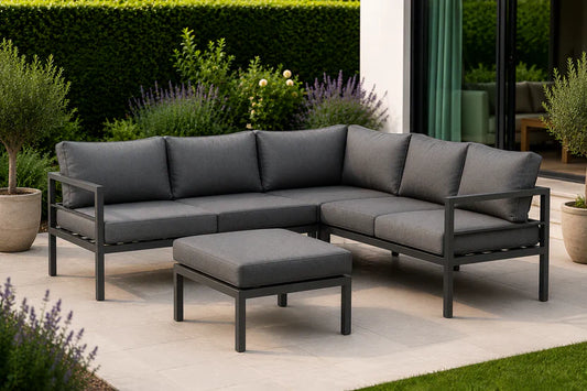 Luxuriöses Aluminium-Ecklounge-Set mit Tisch – Modernes Anthrazit