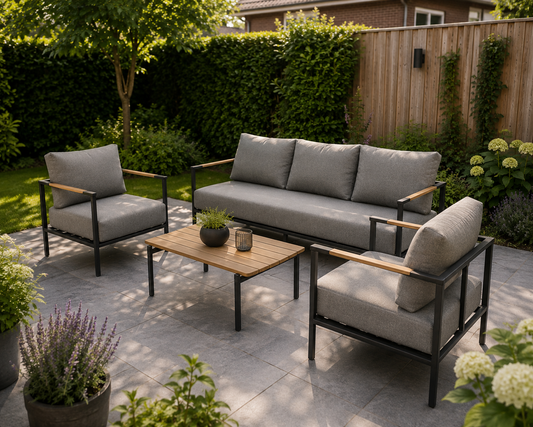 Loungeset Zante 5 Personen Aluminium – Inklusive Couchtisch & Komfortkissen