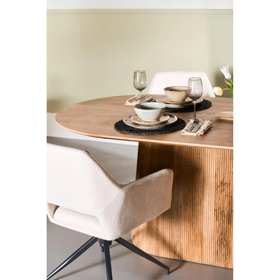 Ovale Eettafel Mokka Lichtbruin 200 cm – Houten Eettafel