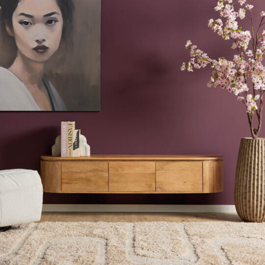 Zwevend TV Meubel Excellent 160 cm – Naturel Mangohout