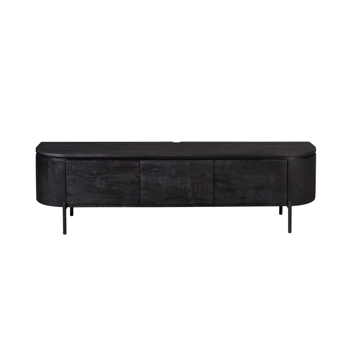 Zwevend TV-Meubel Zwart Mangohout 160 cm – Excellent
