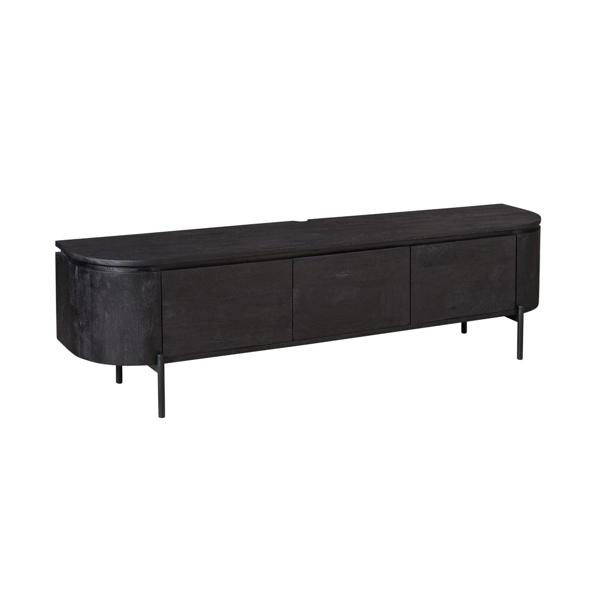 Zwevend TV-Meubel Zwart Mangohout 160 cm – Excellent