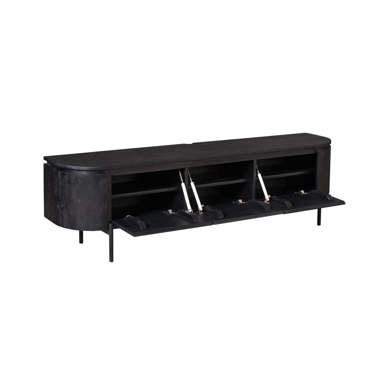Zwevend TV-Meubel Zwart Mangohout 160 cm – Excellent