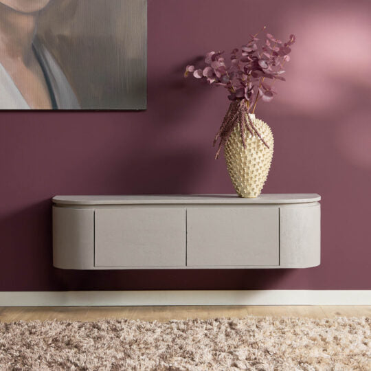 Zwevend TV Meubel Taupe 120 cm Mangohout – Excellent