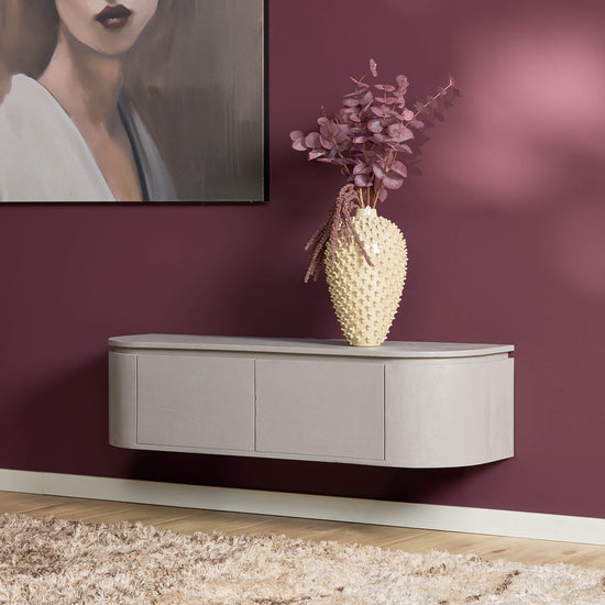 Zwevend TV Meubel Taupe 120 cm Mangohout – Excellent