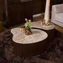 Salontafel Nomi – Mangohout & Marmer Bruin – 84x73 cm