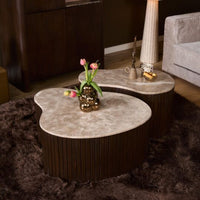 Salontafel Nomi – Mangohout & Marmer Bruin – 84x73 cm