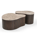 Salontafel Nomi – Mangohout & Marmer Bruin – 84x73 cm
