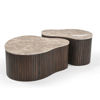 Salontafel Nomi – Mangohout & Marmer Bruin – 84x73 cm