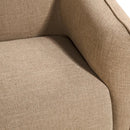 Hoekbank Laila taupe stof rechts met chaise longue in moderne woonkamer