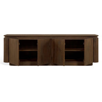 TV-Meubel Bora 210 cm bruin met moderne houtlook en ruime opbergruimte in woonkamer