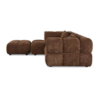 Hoekbank Sofia choco links van zachte chenille stof met luxe design en comfortabele kussens