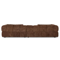 Hoekbank Sofia choco links van zachte chenille stof met comfortabele zitkussens en luxe uitstraling
